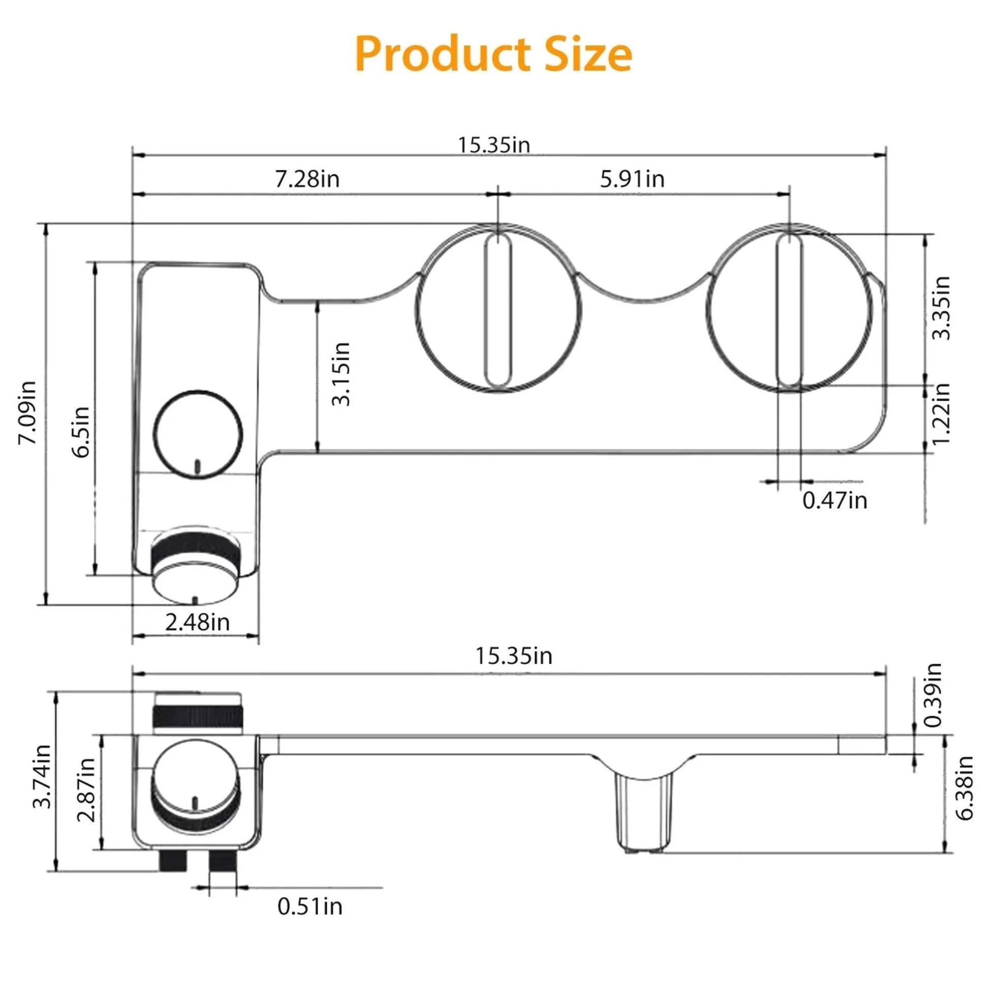 Bidet Fresh Water Spray Kit Non Electric Toilet Seat Attachment Hot & Cold Wash