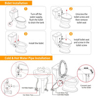 Bidet Fresh Water Spray Kit Non Electric Toilet Seat Attachment Hot & Cold Wash