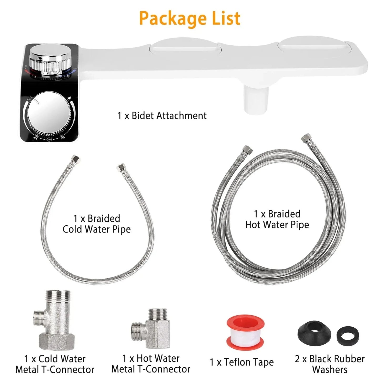 Bidet Fresh Water Spray Kit Non Electric Toilet Seat Attachment Hot & Cold Wash